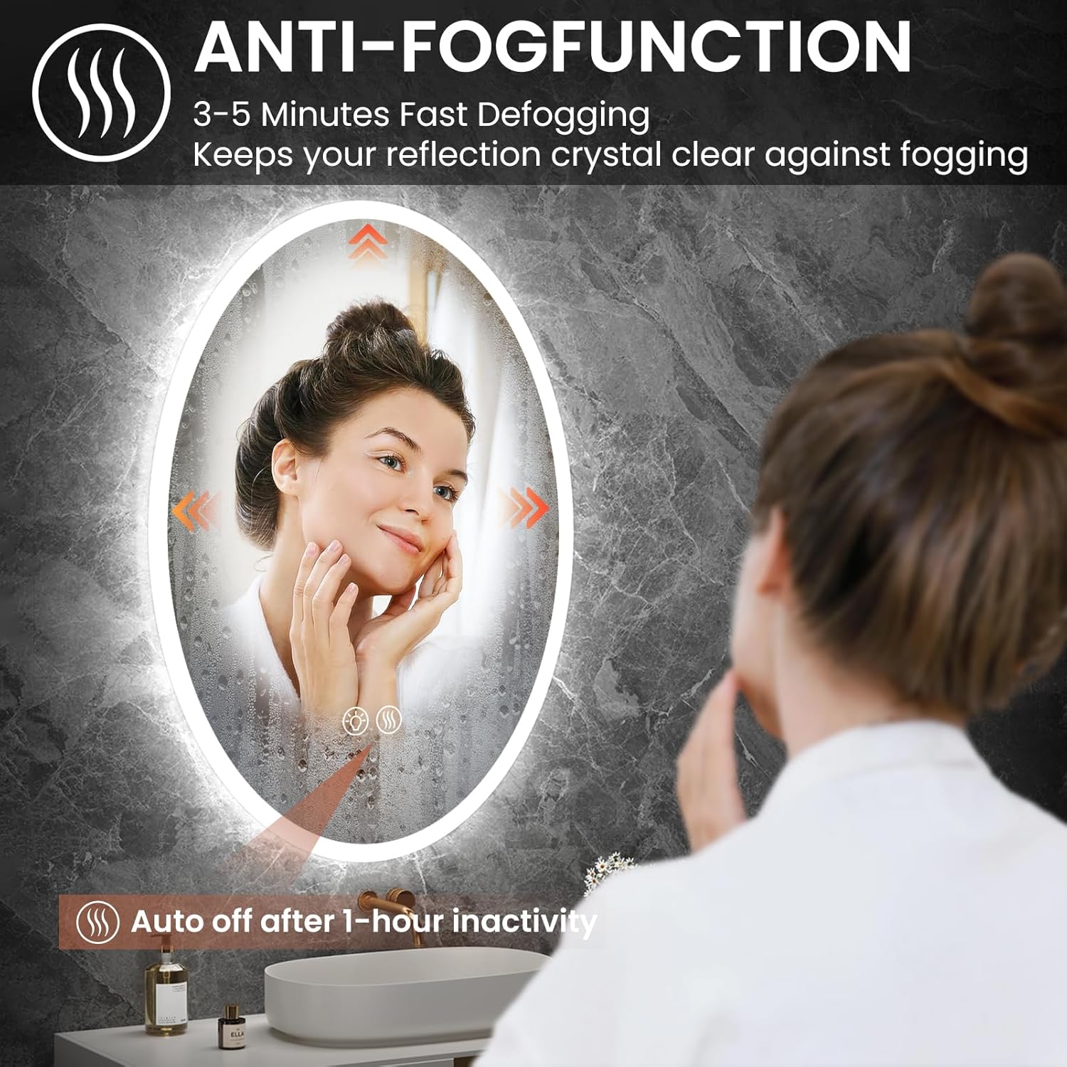 28''x20'' Oval LED Bathroom Mirror with Lights, Anti-Fog, 3 Colors Dimmable, Lighted Mirrors for Bathroom Wall with Memory Function, Backlit + Front Lit, Waterproof, Shatter-Proof