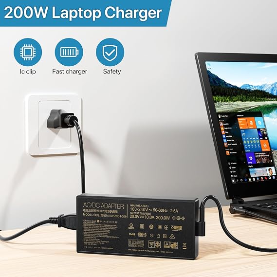 200W Charger Fit for ASUS ROG Zephyrus G15 GA503 ADP-200JB D Asus Charger