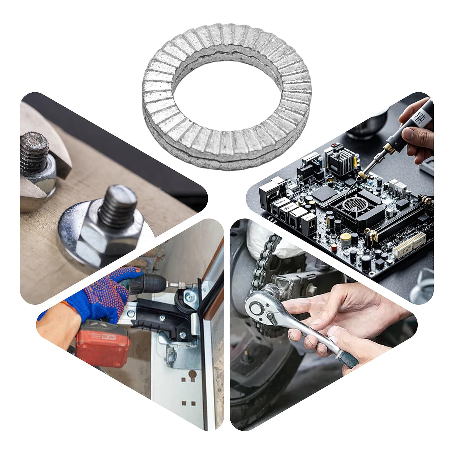 50Pcs M10 Wedge Lock Washers, Vibration Proof Manganese Steel Lock Washer Set, Anti-Loose Shakeproof Washers for Bolts, Machinery, Automotive, Quick Install, Precise Fit