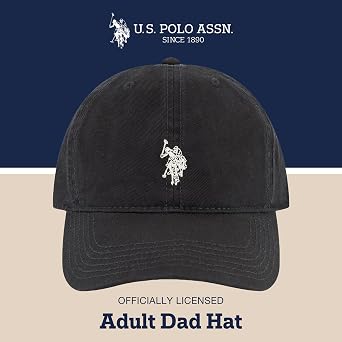 U.S. Polo Assn. Baseball Cap, 100% Cotton Adjustable Dad Hat with Small Pony Logo