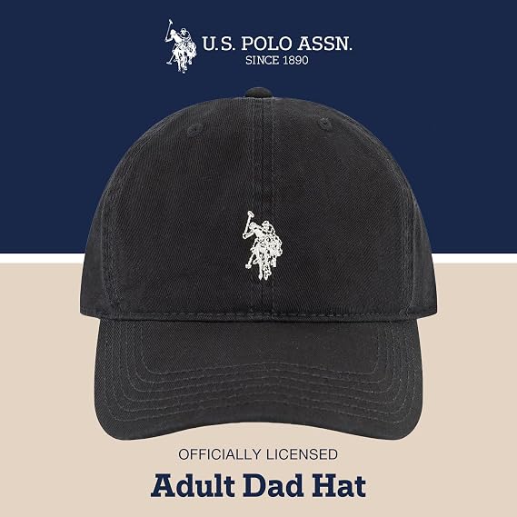 U.S. Polo Assn. Baseball Cap, 100% Cotton Adjustable Dad Hat with Small Pony Logo