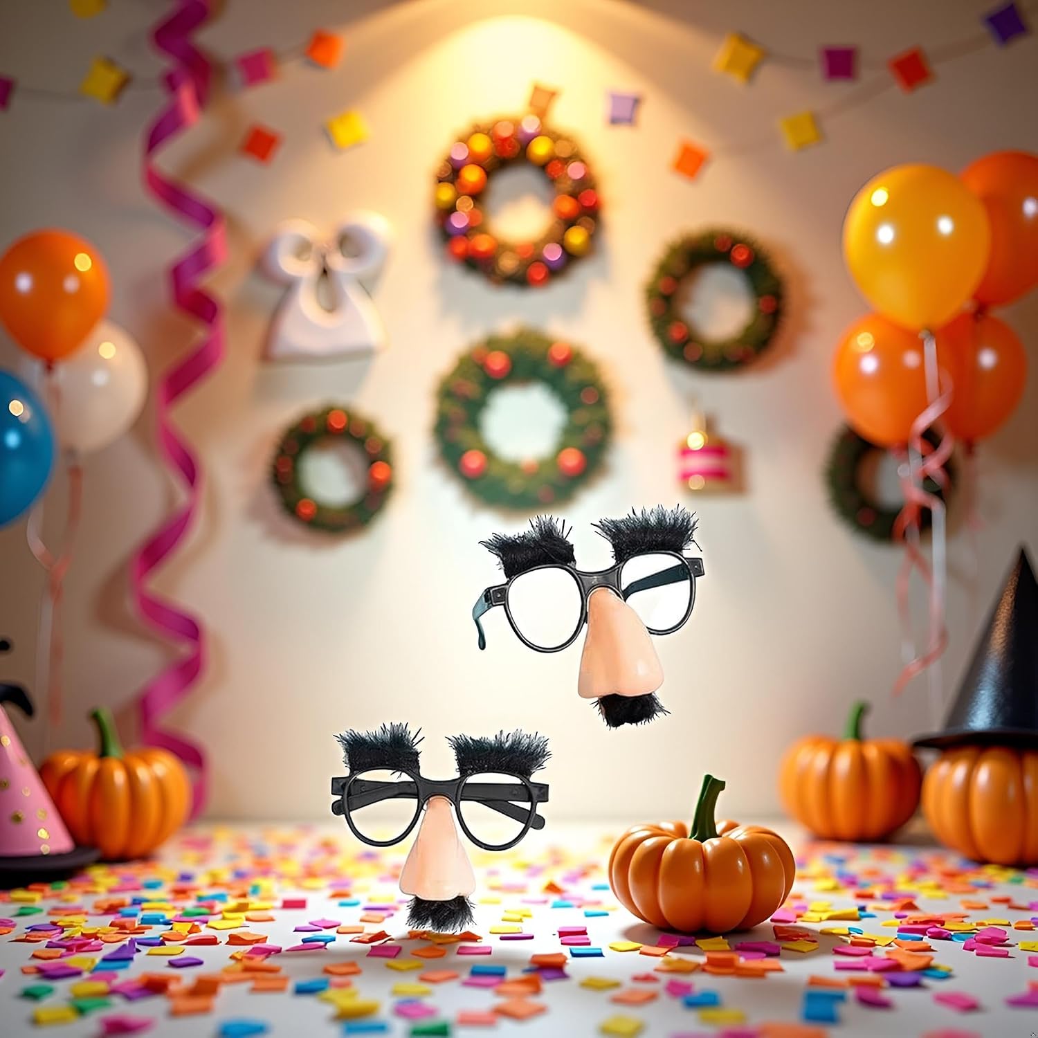 2 Pcs Disguise Glasses With Funny Nose - Comedy Style - Plastic Oval Frames - Perfect For Parties and Celebrations, Decorations, Women's Costume Eyewear
