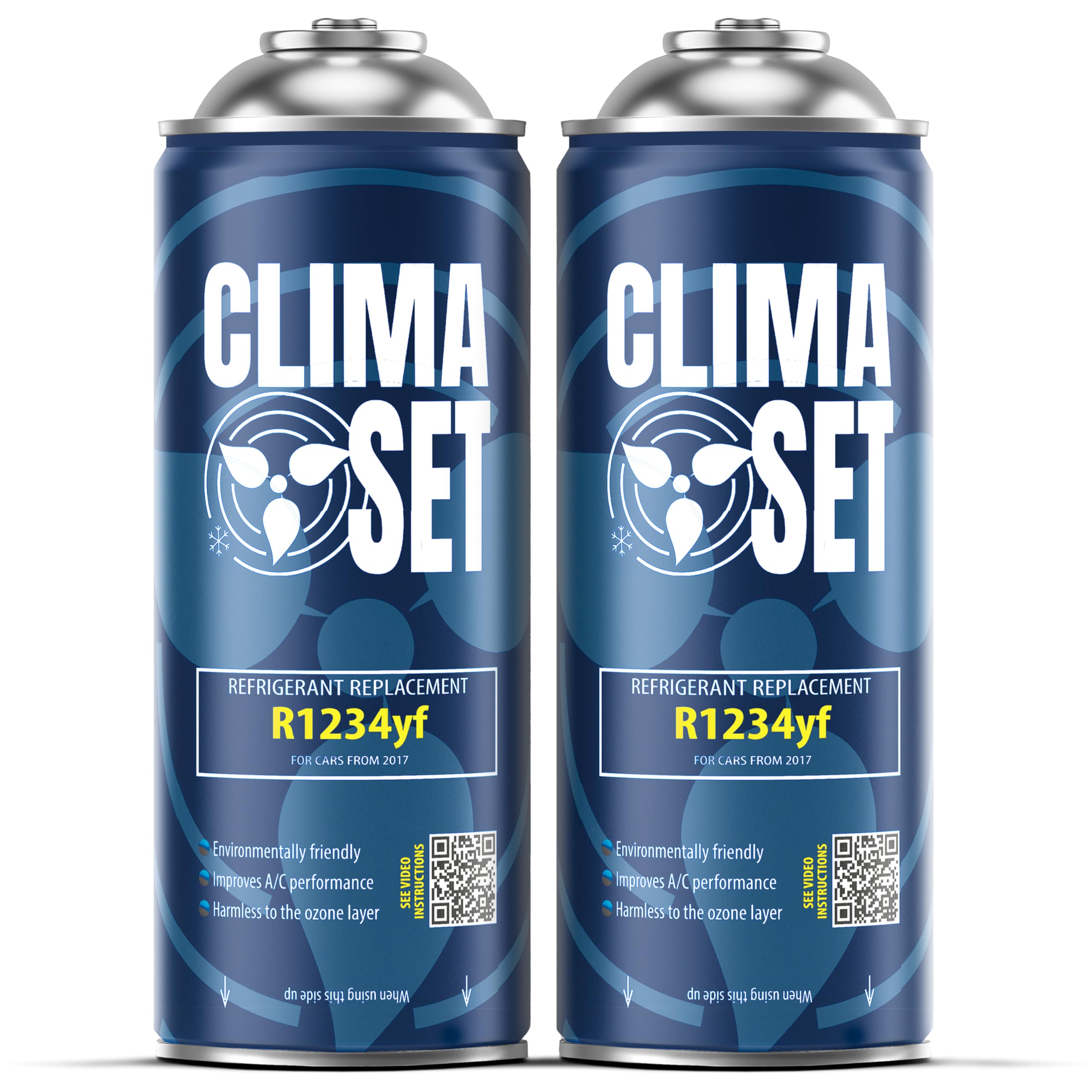 ClimaSet Gas aria condizionata auto -Sostituisce il refrigerante gas R1234yf per condizionatore - kit ricarica clima auto - ricarica aria condizionata auto dopo il 2016-2 x bombolette gas da 170 g