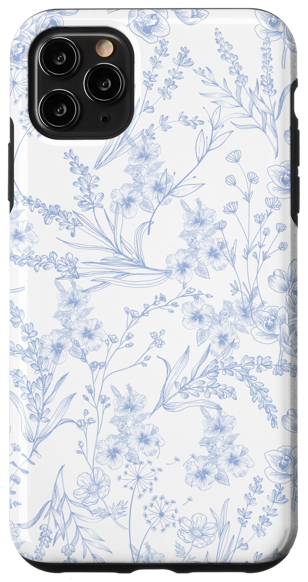 iPhone 11 Pro Max Cute Flowers Botanical Blue & White Toile French Pattern Case