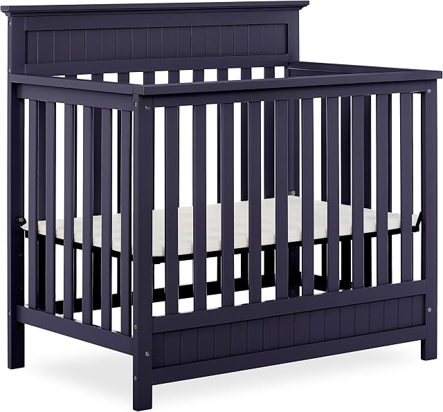 Dream On Me Harbor Convertible Mini Baby Crib, Navy