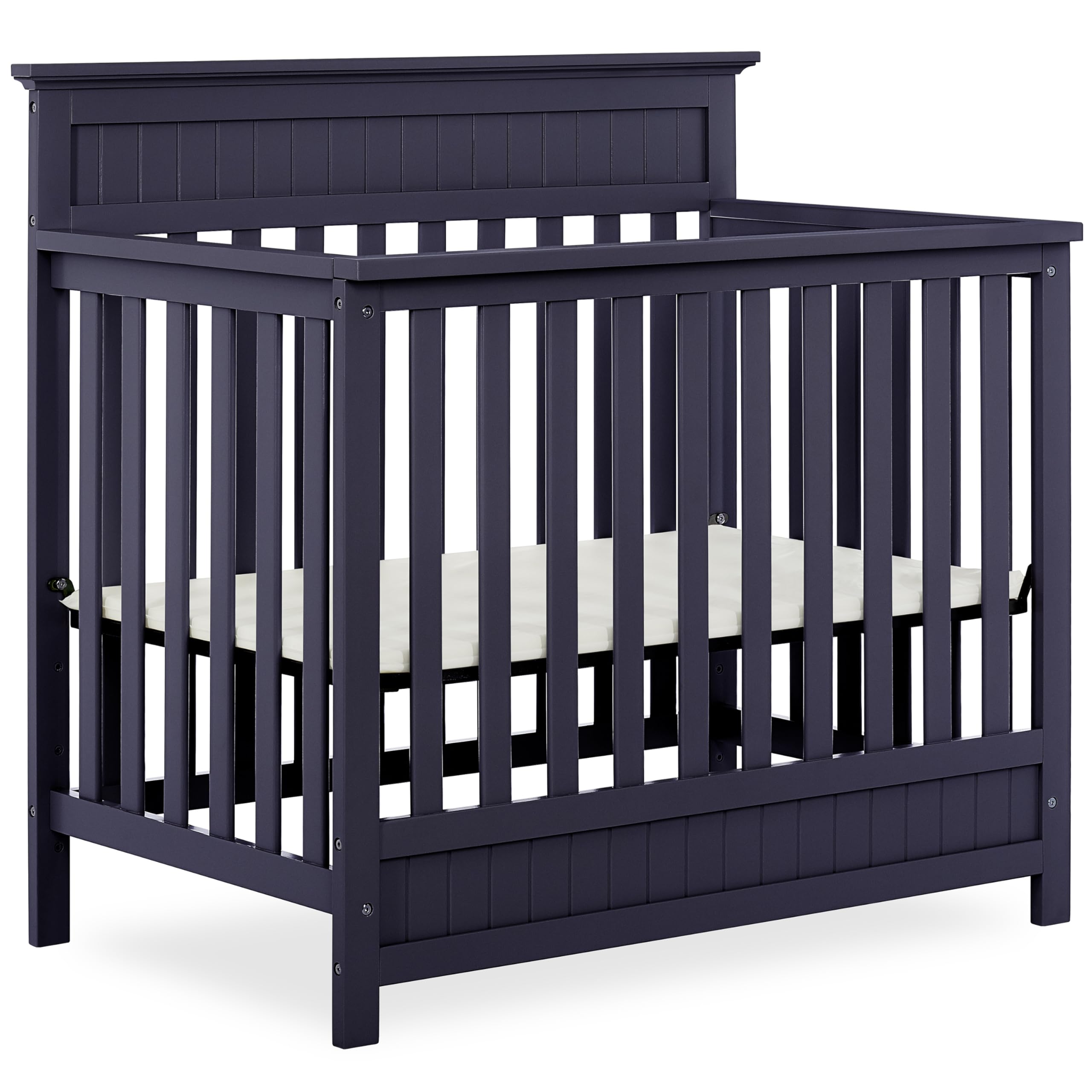 Dream On Me Harbor 4‑in‑1 Convertible Mini Baby Crib in Navy, GreenGuard Gold & BSA, Non-Toxic, Pinewood, Converts to Mini Daybed & Twin Bed, 1″