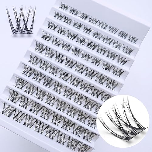 Extensiones de pestañas en racimo para bricolaje en casa, banda súper fina de 0.012 in y pestañas suaves en racimo con aspecto de ojo de gato,