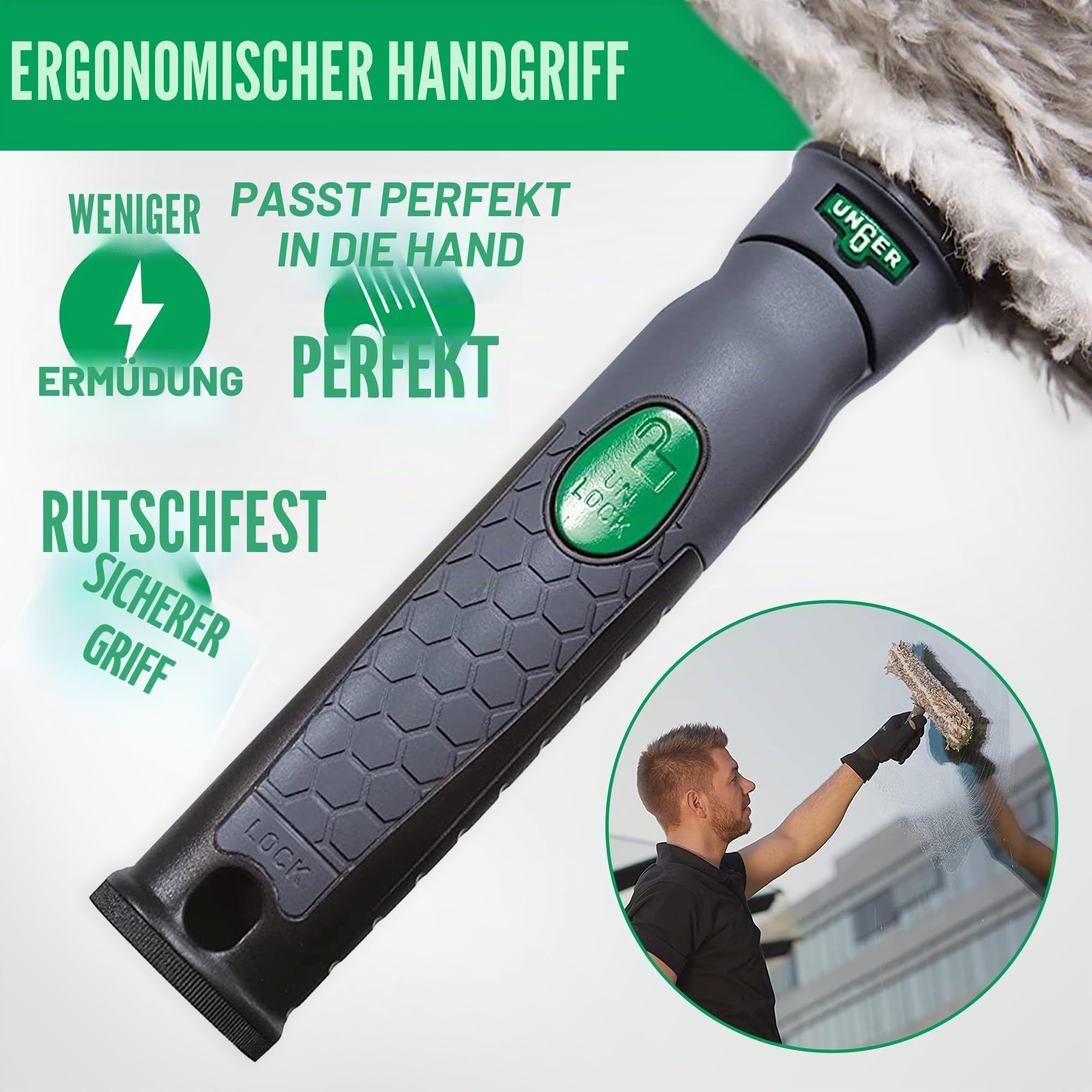 Unger NA350 ErgoTec Ninja Einwascher, Grau/Schwarzem, 35cm Größe