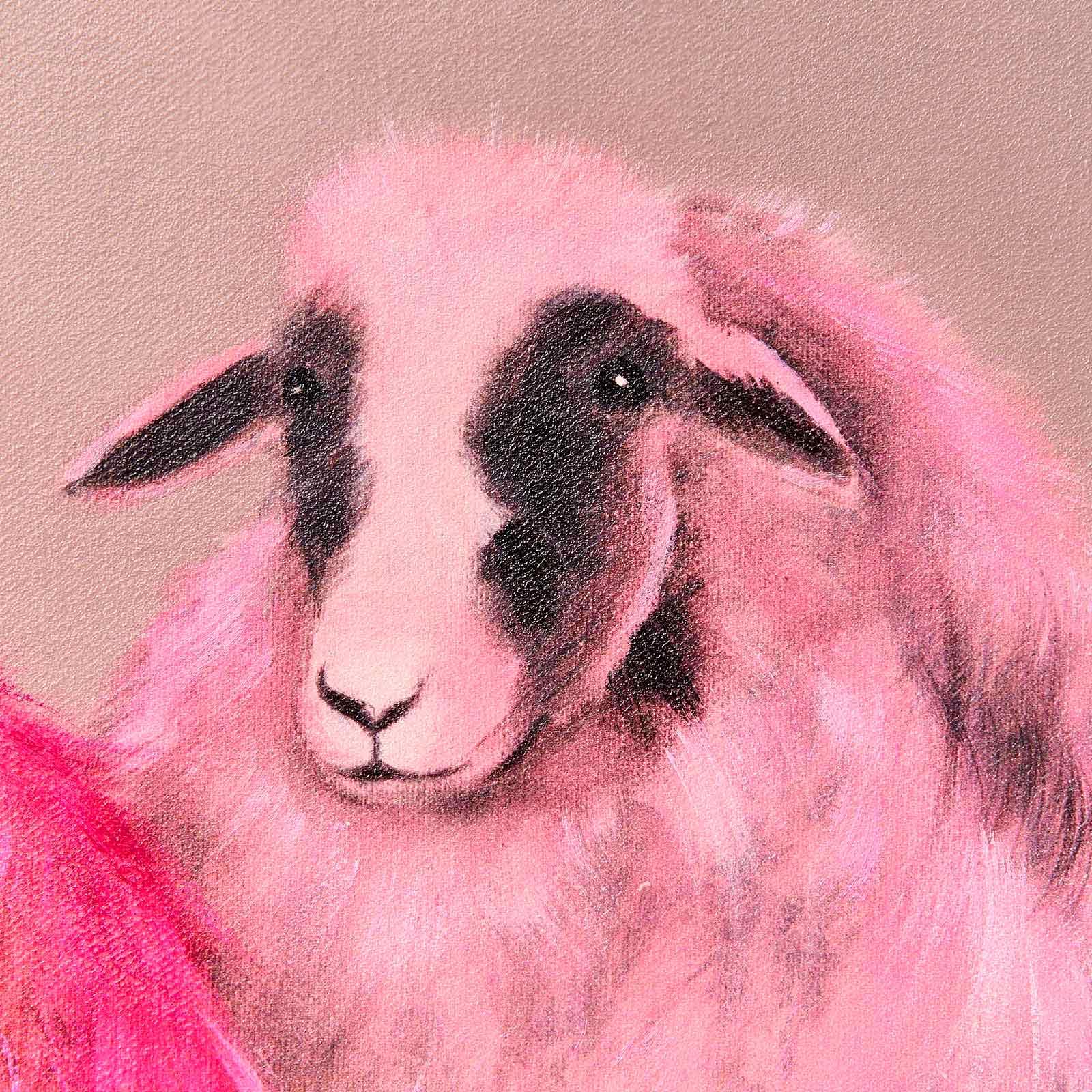 WERNS Gemälde Schaf Royal Sheep handgemaltes Schaf-Porträt königlicher Look Unikat Wandbild 80x100 cm