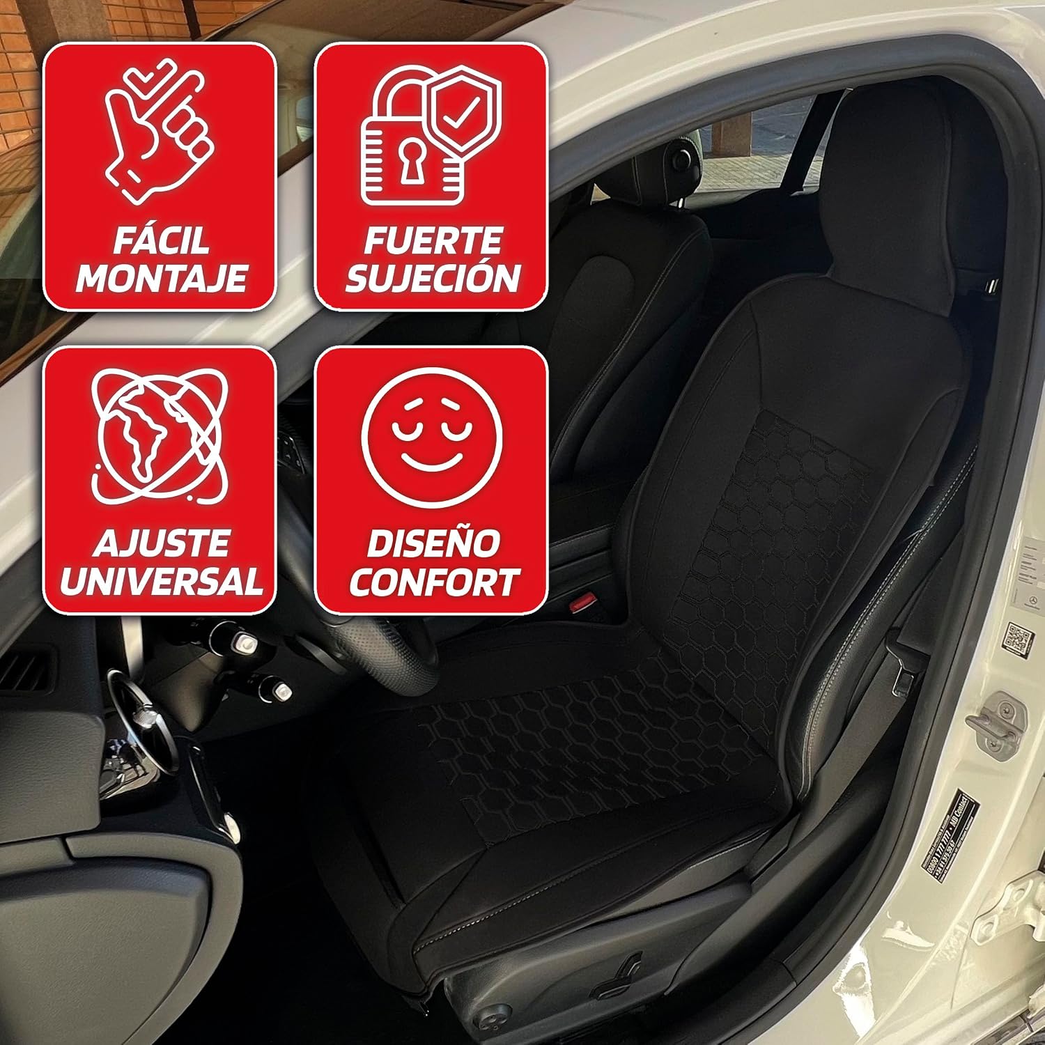 SUMEX Car Seat Backrest Model Tourer Black Made with Fabric Universal Seat Protector