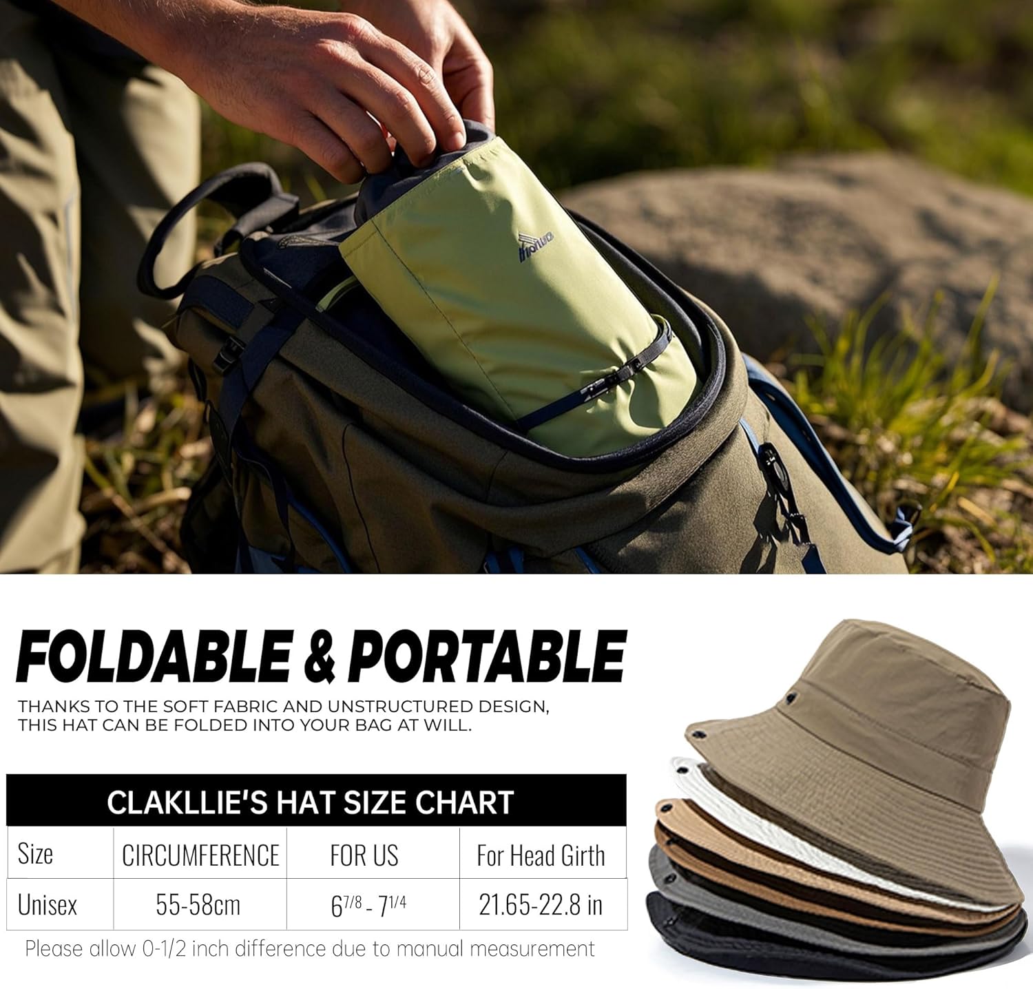 Clakllie Waterproof Fishing Hat Safari Cap Wide Brim Sun Hat Bucket Cap for Women Men Daily Wear Fashion Boonie Cowboy Caps - Image 4