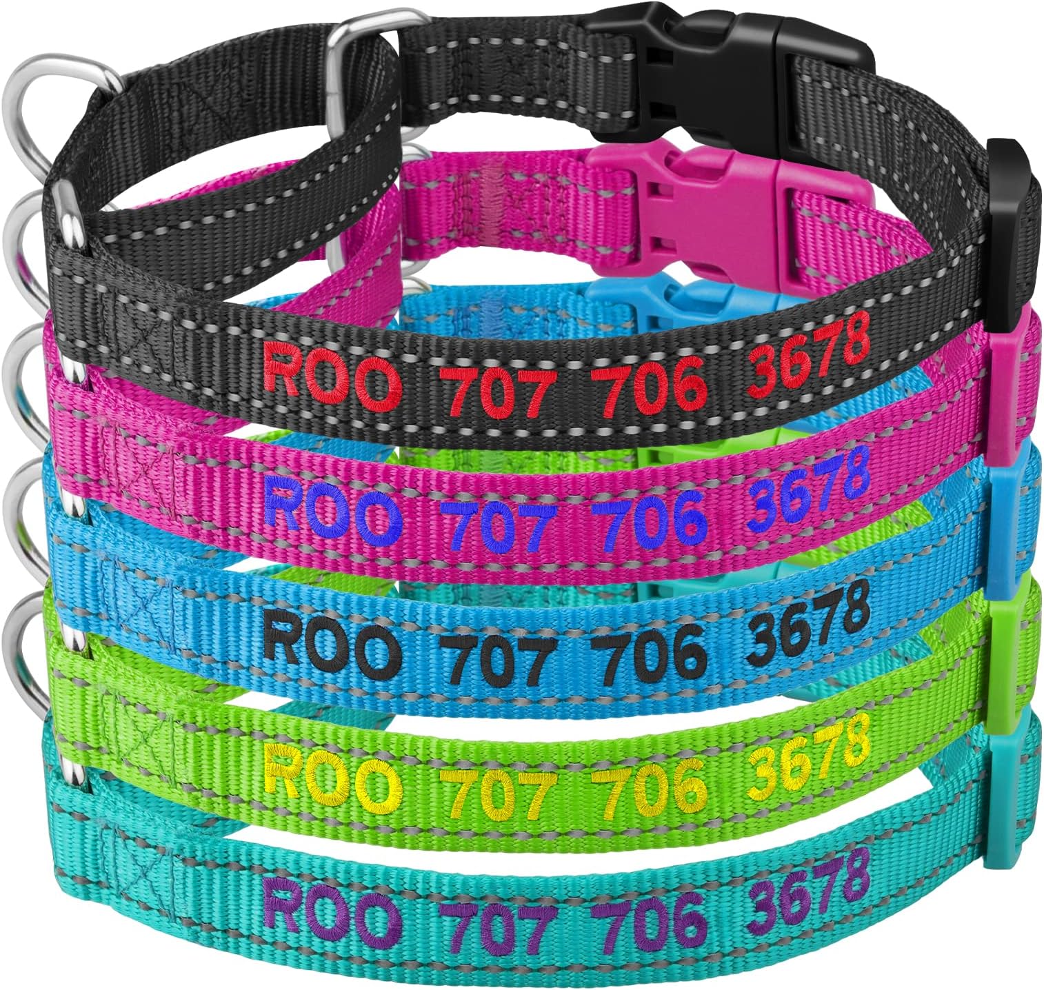 Personalized Martingale Dog CollarReflective Martingale Collars with Buckle