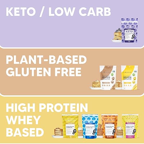 Miniatura 5 de Flourish - Mezcla de proteínas para panqueques y waffles, aislado de proteína de suero y semillas de lino, sin OMG, sin azúcar añadido,