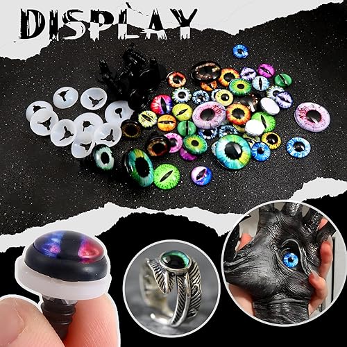 Miniatura 3 de TOAOB - 50 ojos de seguridad para Amigurumis de 0.551 in, 0.630 in, 0.709 in, 0.945 in, ojos de seguridad de dragón de cristal, para manualidades,