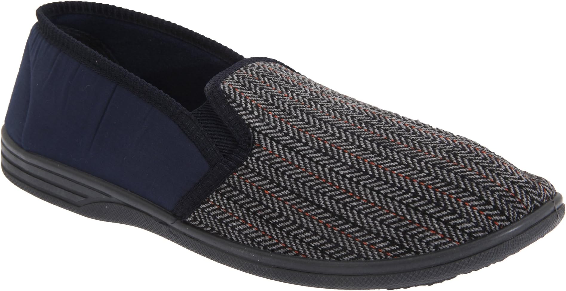 Mens Charles Herringbone Felt Gusset Slippers