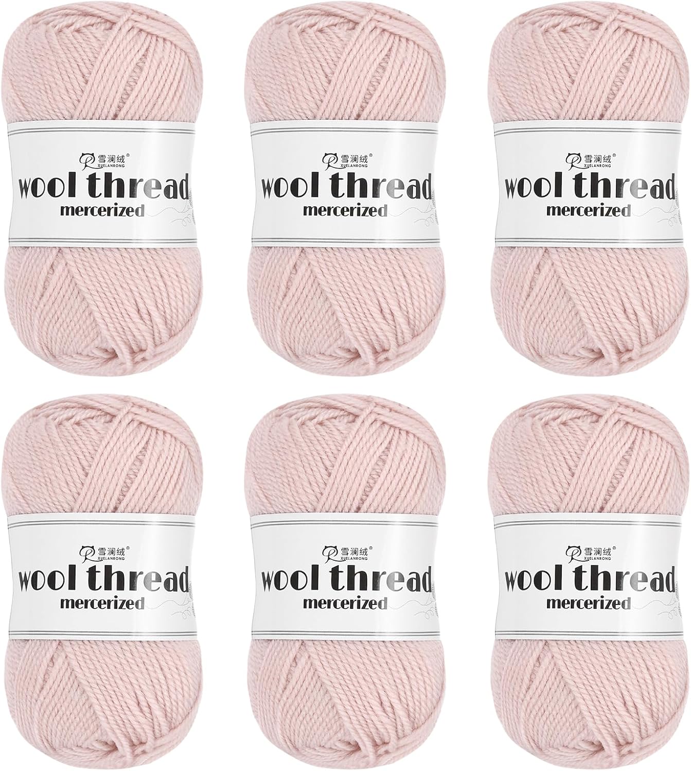 Wool Yarn,100% Wool Soft Knitting Yarn [for Hand DIY Bag Cushion Crocheting Knitting Project Home Decor] -6 Skeins of 300g/10.58oz(Per Skein 50g/109yards)/Slight Pink