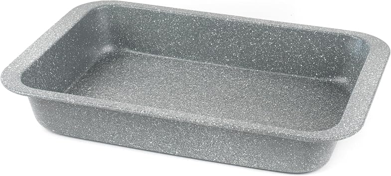 Salter BW02774G Marblestone Roasting Tin 36cm Non-Stick Roaster, Lightweight Carbon Steel, Easy Wipe Clean, High Side Rectangular Roasting Tray, Oven Safe to 220C, PFOA Free, Deep Baking Pan