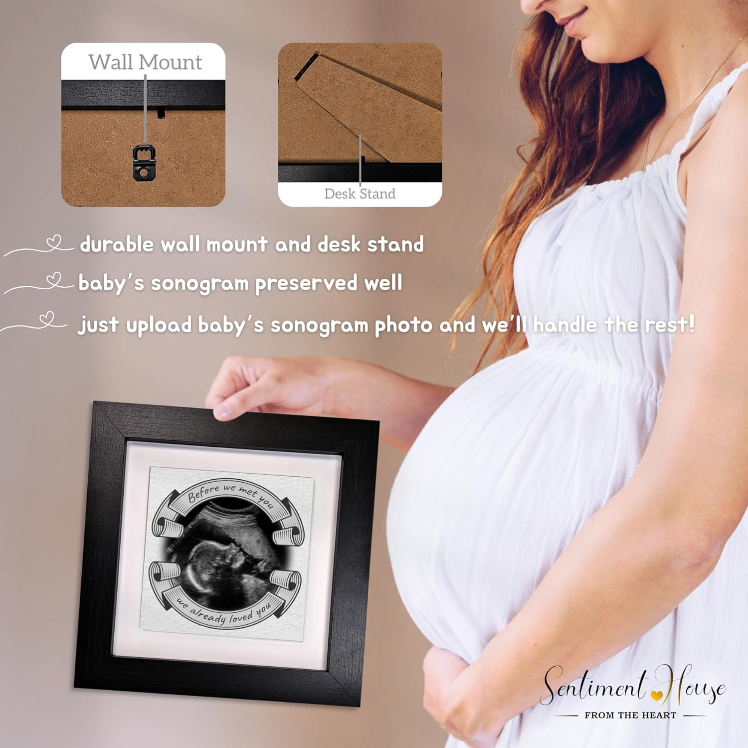 Ultrasound Picture Frames - Sonogram on Ceramic Tile - Sonogram Picture Frame as Neutral Baby Keepsake, Ideal for Pregnancy Gifts for Expecting Mom, Baby Nursery Decor and First Time Mom Dad Gifts (Before We Met You (Black Frame), 9.5")