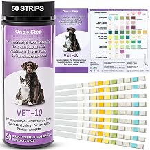 One Step Pet Urine Testing Strips, 50 x Urinalysis Parameter Tests for Dogs, Cats, Vets, Accurate Testing for Veterinarians, Detects UTI, Diabetes, Bladder, Kidney, Liver, SG, pH, Glucose