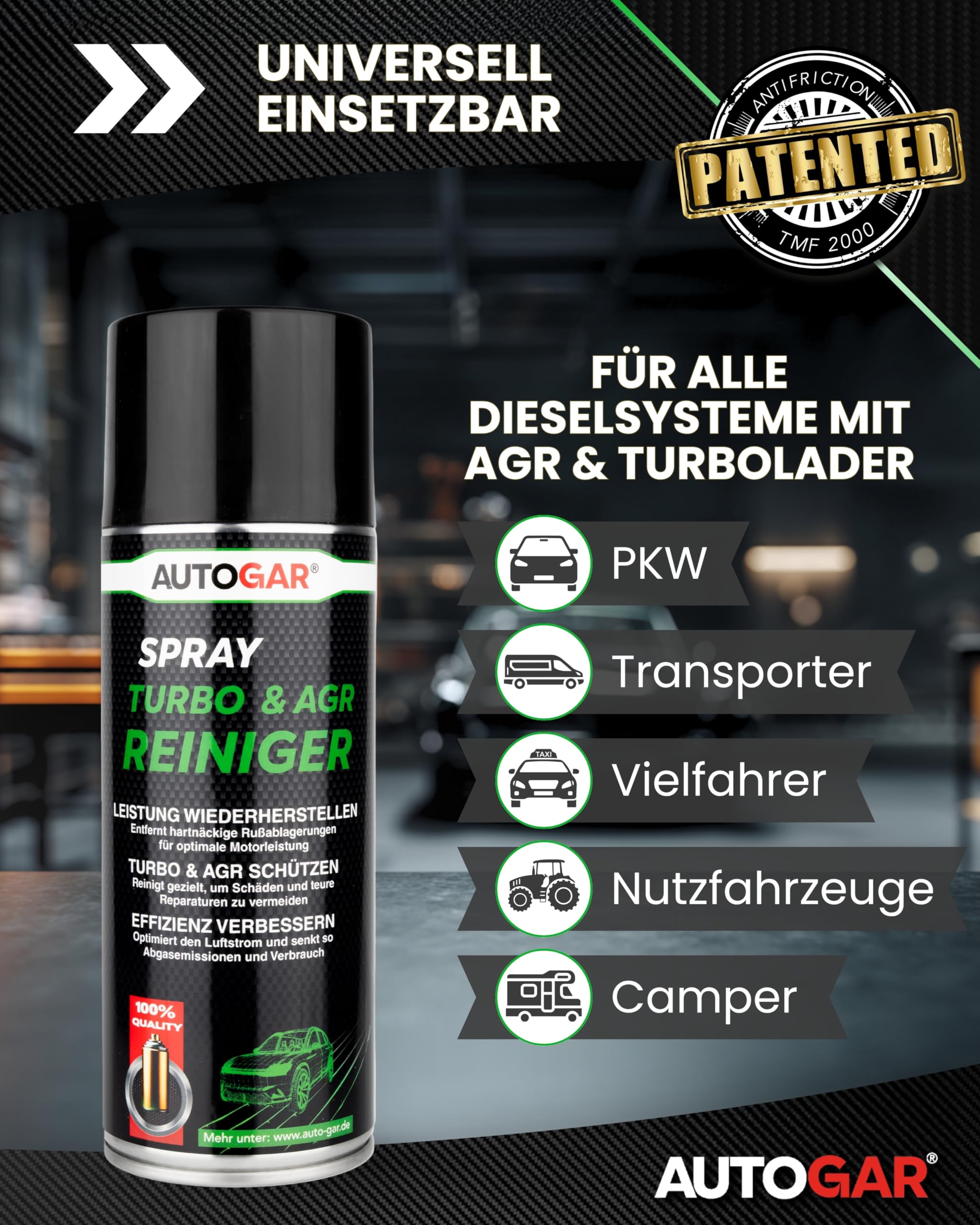 Turbo & AGR Reiniger Spray 400 ml I Ansaugtrakt Reiniger für Diesel I AGR-Ventil & Turbolader von Ruß und Ölkohle befreien I Einfache Anwendung für Werkstatt & DIY