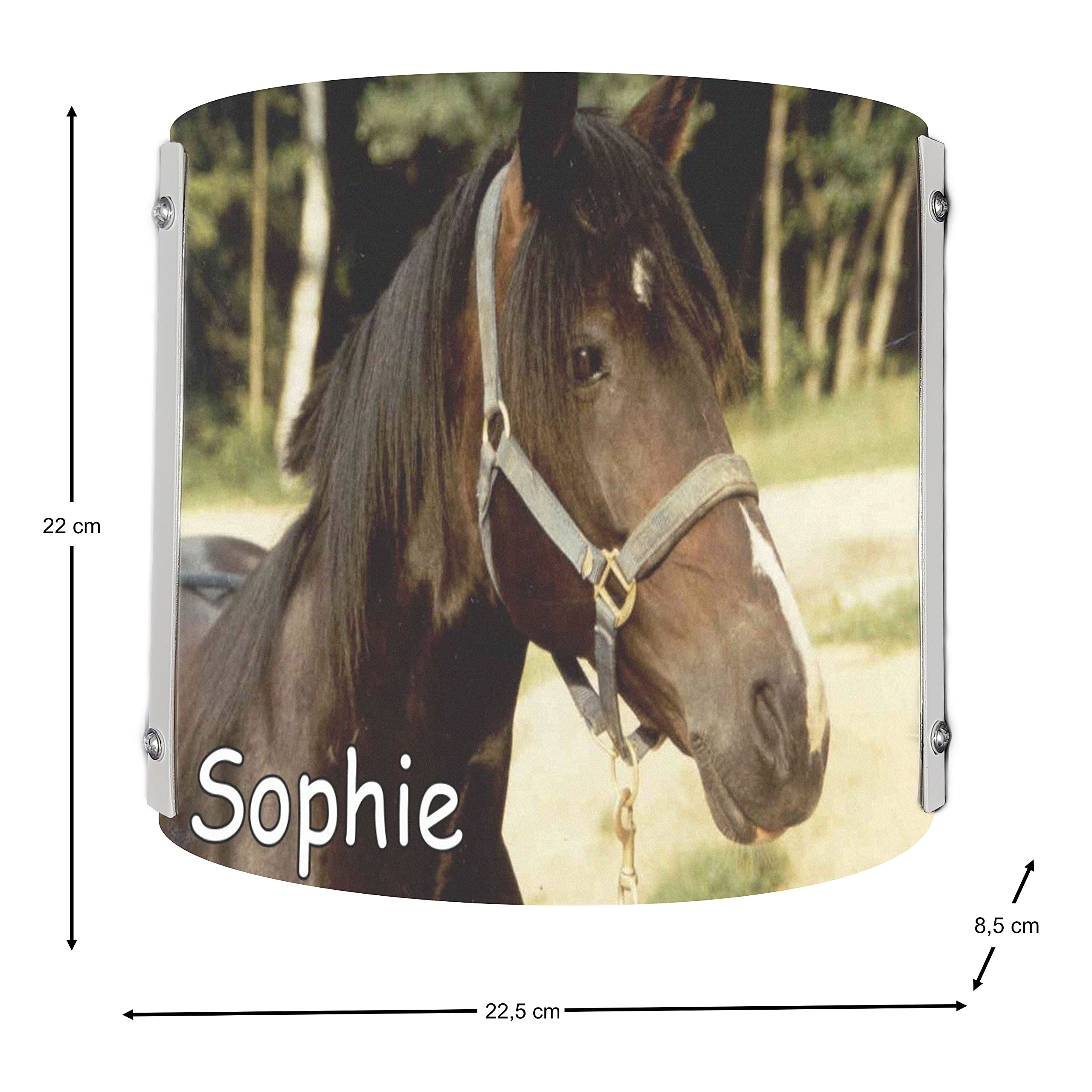 WA-1079, Pferd Orignial, Kinderzimmer Wandlampe personalisiert mit Namen, Nachtlicht/Schlummerlicht für Steckdose, E14, 22 x 22,5 x 8,5 cm