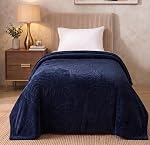 BSB HOME 280 GSM Micromink Blanket, Premium Soft Warm Cozy Winter Blanket, Plush Double Bed Blanket, Ultra Soft Comfortable Bedding, Embossed Floral Design, 40 x 80 Inches (103 x 205 cm) – Deep Teal