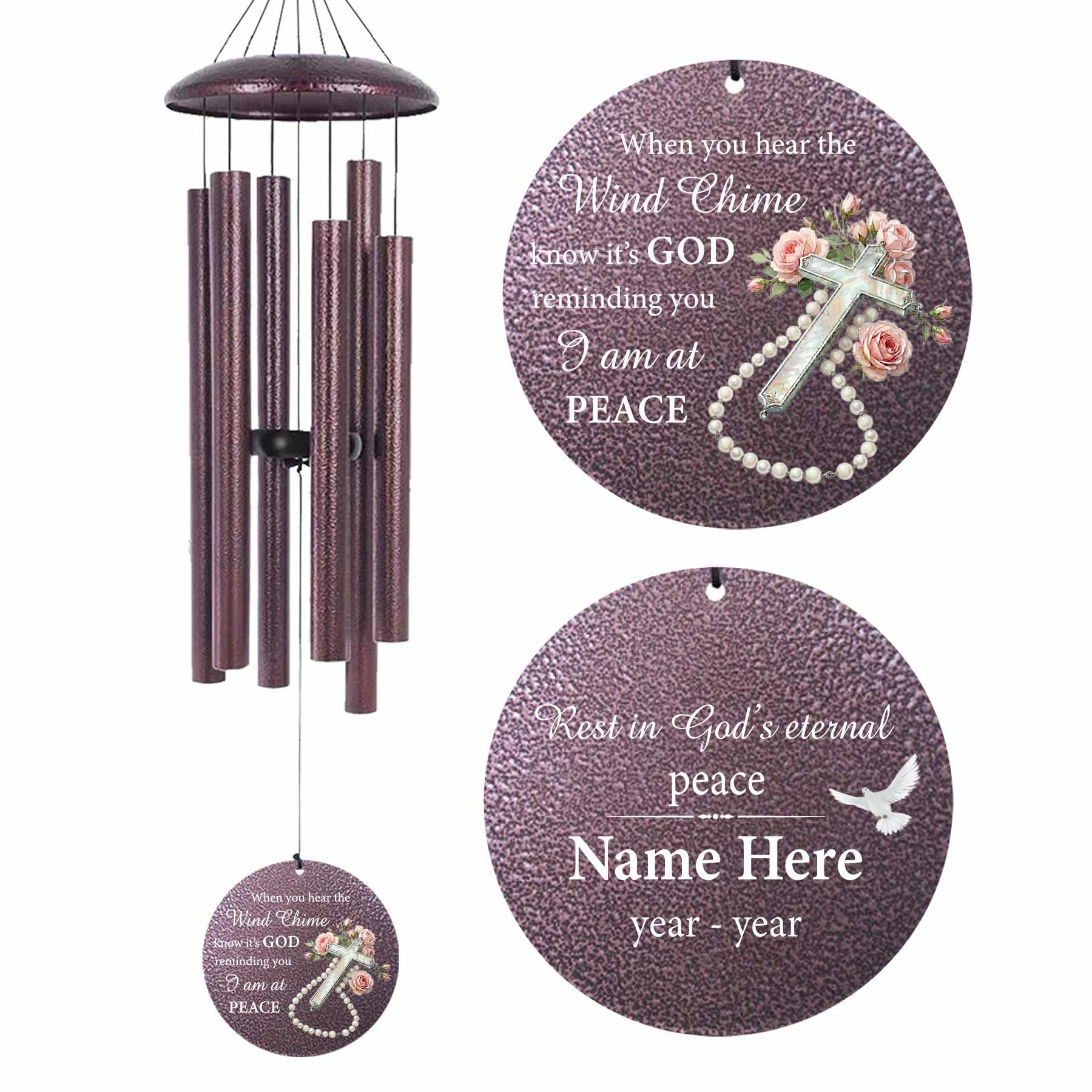 Personalized Outside Cross Wind Chimes for Loss of Mother Father