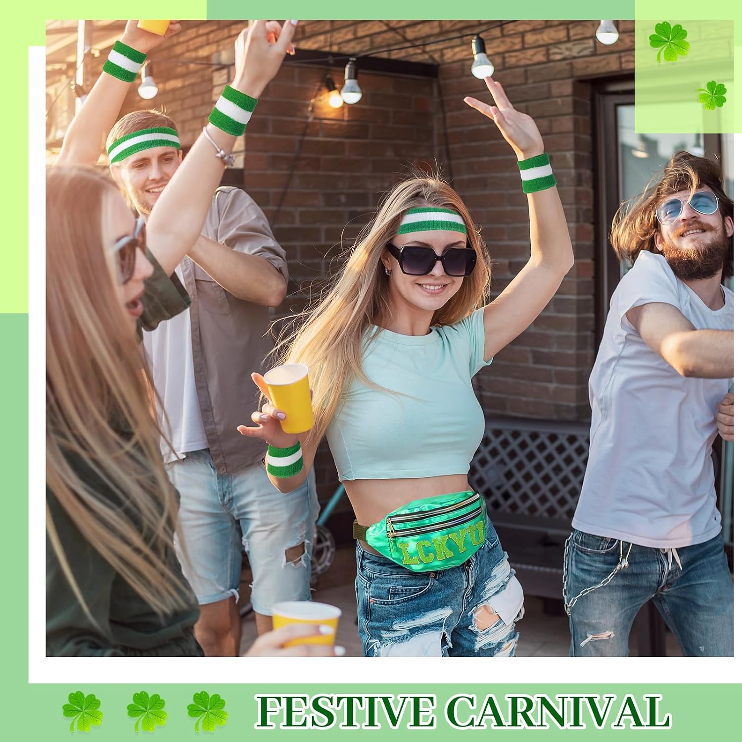 Abbylike 3 Pcs Abbylike St Patrick Day Pack Set Headband Wristband, Green image 4