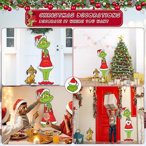 Miniatura 5 de Decoraciones navideñas grandes y divertidas, recortes clásicos de cartón para Navidad, pared, puerta, árbol, porche, decoración de ventana (estilo 1)