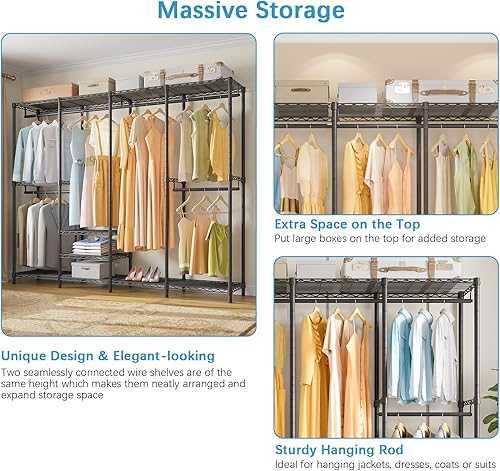 Vista 22 de VIPEK V40C - Perchero de ropa cubierto resistente con cubierta, armario independiente personalizado, armarios portátiles para dormitorio, armario