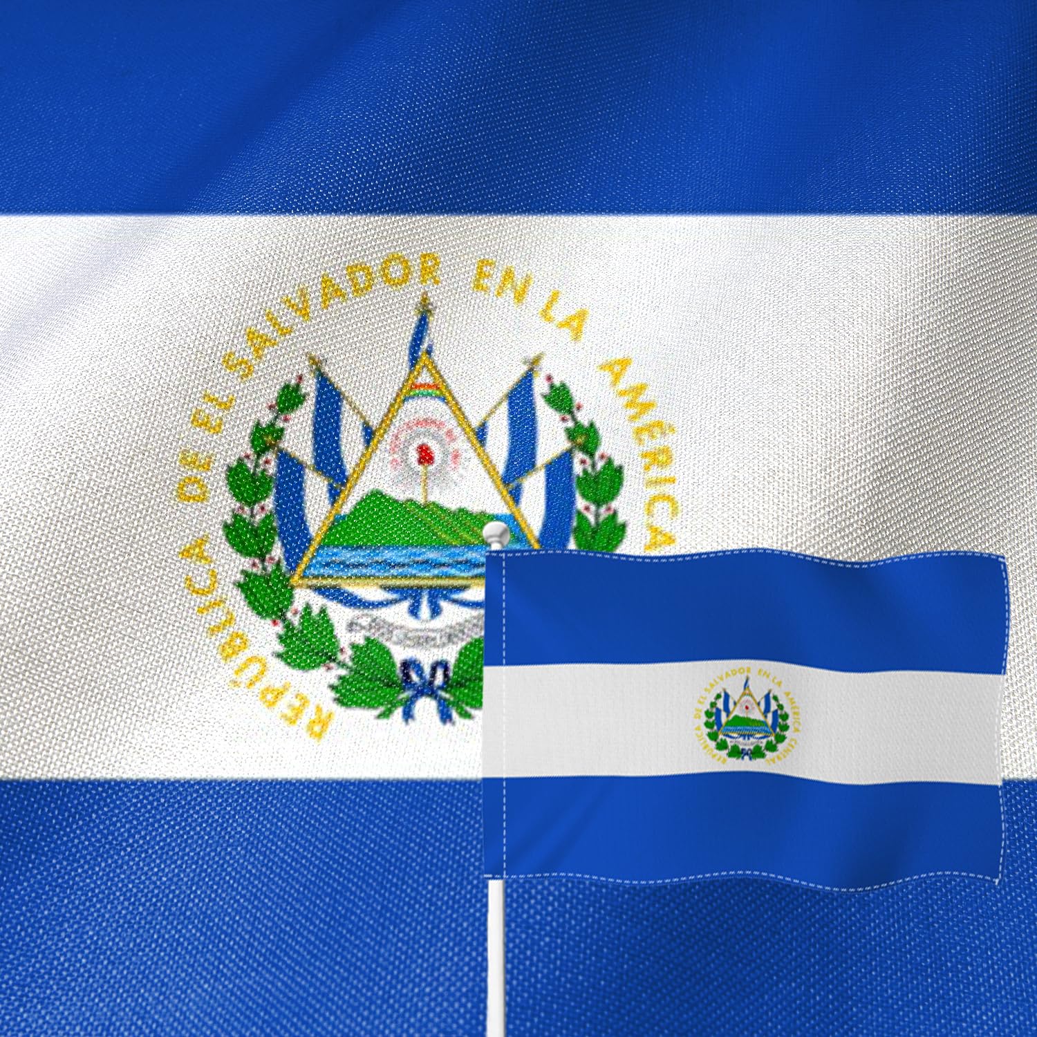 Drapeau Salvador résistant aux UV et intempéries en toile double face - 8