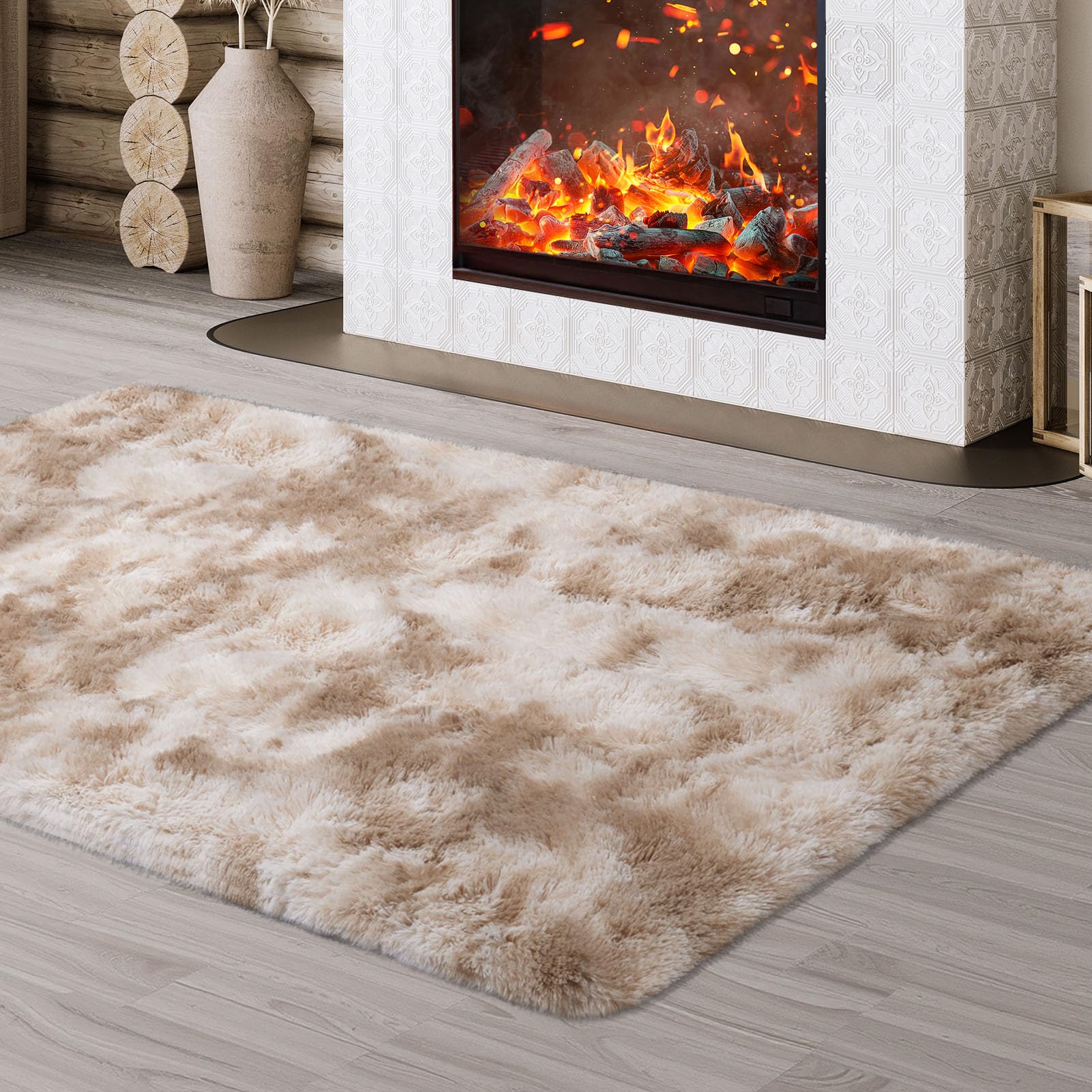 JOJOSEE Hochflor Teppich Wohnzimmer Anti-Rutsch Wohnzimmerteppich, Waschbarer Flauschiger Teppich für Schlafzimmer Kinderzimmer