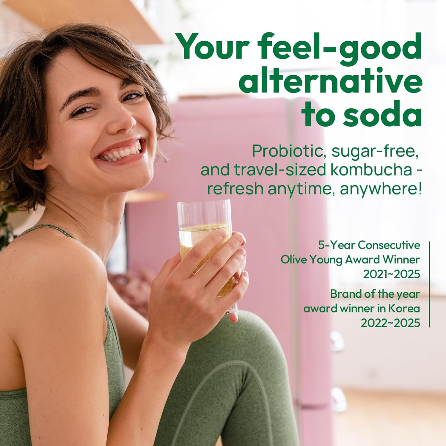 TEAZEN Lemon Kombucha Powder, Hydration Drink Mix, Sugar Free, Live Probiotics & Prebiotics, On-the-Go 30 Packets, 5.29oz