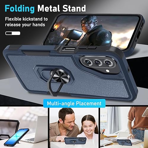 Miniatura 44 de Janmitta Funda compatible con Samsung Galaxy A14 5G con protector de pantalla + protector de lente de cámara, funda resistente de cuerpo completo