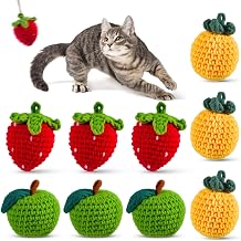 9-Pack Catnip Cat Toys Balls, Handmade Yarn Balls with Natural Silvervine Gall Fruit, Interactive Cat Nip Ball Toys for Indoor Kitten Kitty Enrichment & Stress Relief