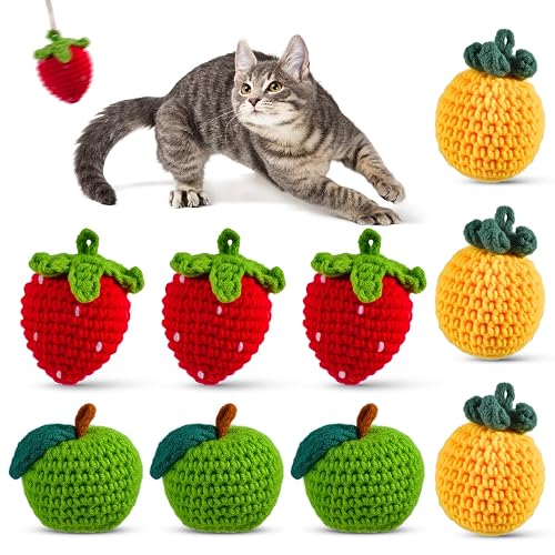 9-Pack Catnip Cat Toys Balls, Handmade Yarn Balls with Natural