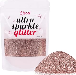 Holographic Fine Glitter, 100g/3.5oz Extra Fine Glitters Powder Packs for Resin, Craft Glitter for Tumblers Candle Slime Making, Festival Body Face Eyeshadow Nail Glitter (Rose Gold)