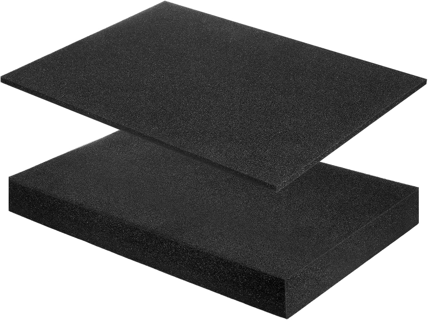 MECCANIXITY 2 Pcs Polyurethane Foam Inserts, 16"Lx8"Wx0.4"T & 16"Lx12"Wx0.4"T Cuttable Polyurethane Pick and Pluck Packing Sheets Cushioning Padding for Cases Tool Box Game Box Camera(Black)
