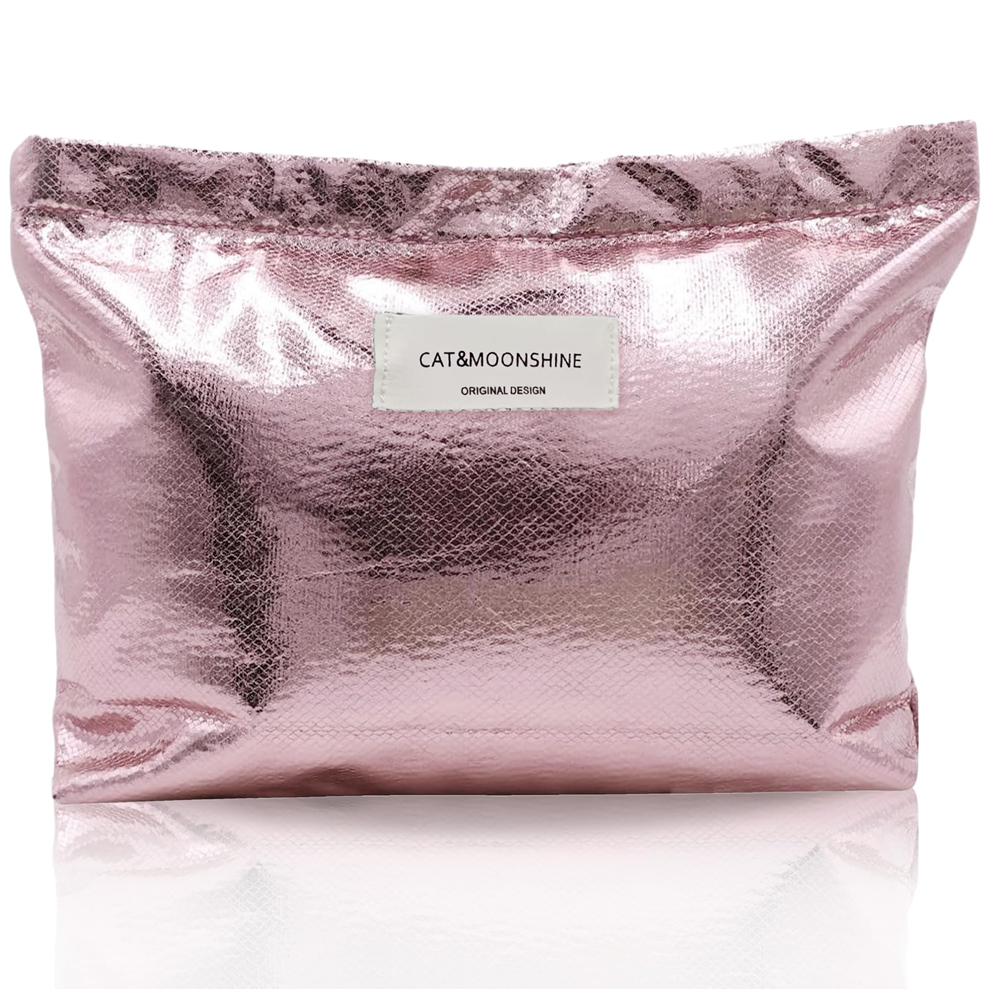 NICECONE Shiny Glitter Makeup Bag, Sparkly Bling Double Layer Cosmetic Bag with Zipper