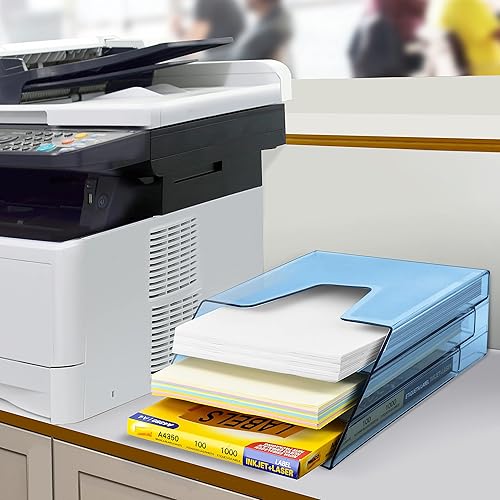 Miniatura 4 de Acrimet Organizador vertical triple para carpetas de archivos (color azul transparente)