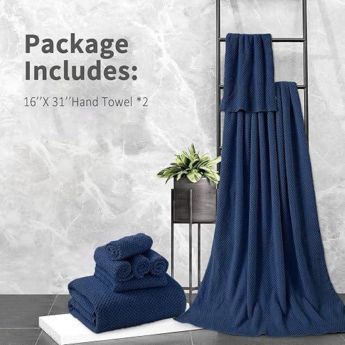 Miniatura 7 de Juego de Toallas de Mano de 2 Piezas - 16"x31", Juego de Toallas de Baño de Microfibra Ultra Suaves Altamente Absorbentes de Secado Rápido Toallas