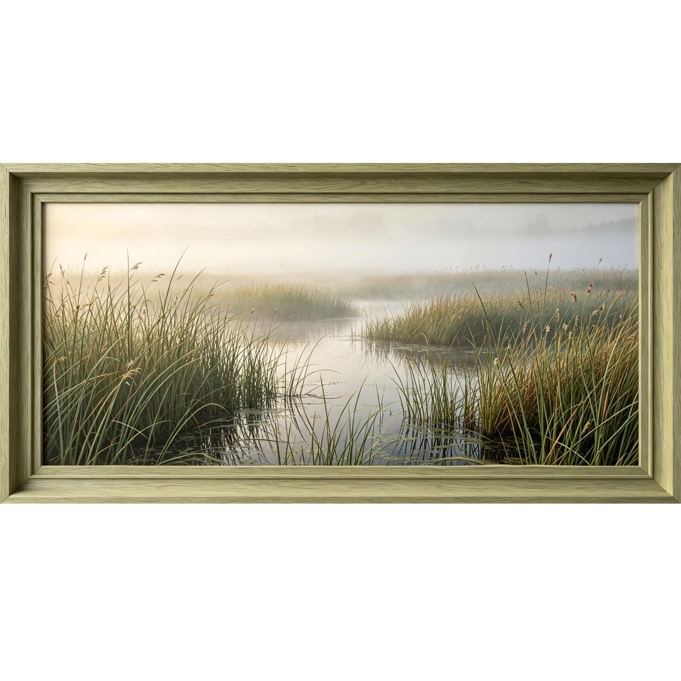 Agglomerix 3D Framed Wall Art Misty Wetland Lake Landscape Nature Contemporary Large Size SelfAdhesive Removable Wall Decor Prints Artwork for Living Room Bedroom Office