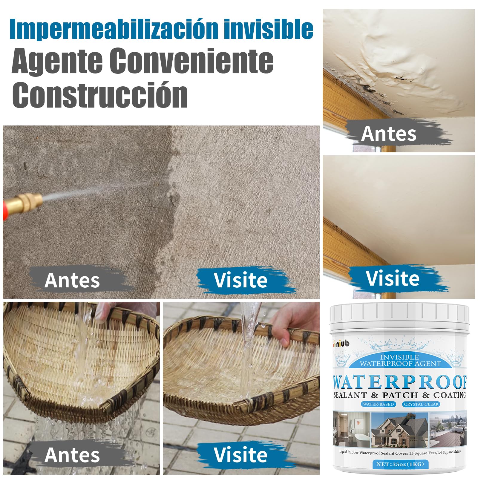 Sellador Impermeable Transparente, Impermeabilizante Transparente, Sellador Invisible Impermeable, Pintura Impermeabilizante Transparente 1KG