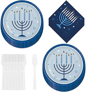 Amazon.com: Hanukkah Party Supplies - Happy Hanukkah Menorah Paper ...