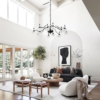 41 Vintage Crystal Chandelier - 12-Light Antique Victorian Pendant Light with Crystal Glass Shades, Modern Farmhouse Hanging Light Fixtures for Kitchen Island Living Room Office (41in)