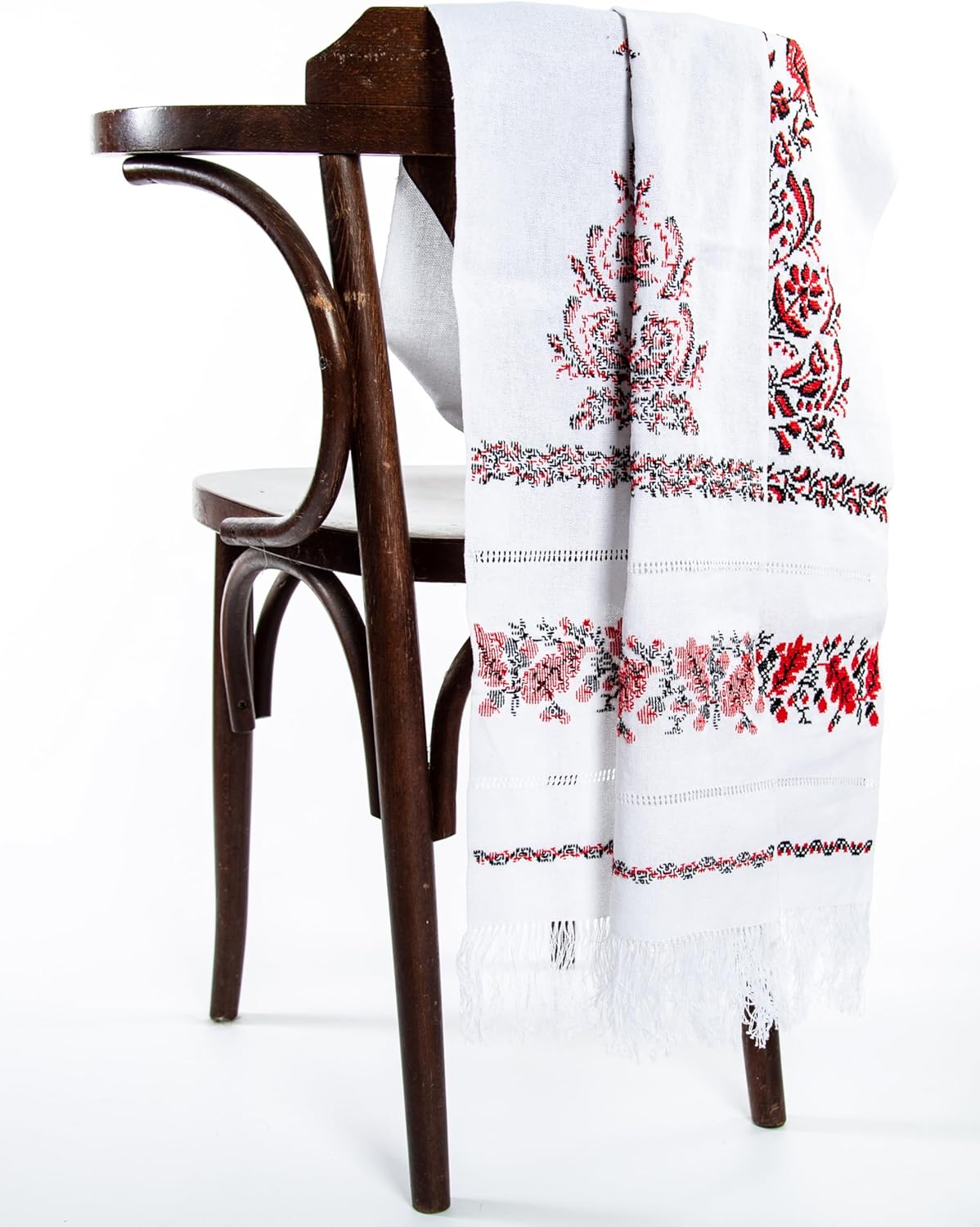 Sale 200x30cm Ukrainian RUSHNYK Life Tree Hand Embroidered Towel Red Black Slavic Wedding Decor