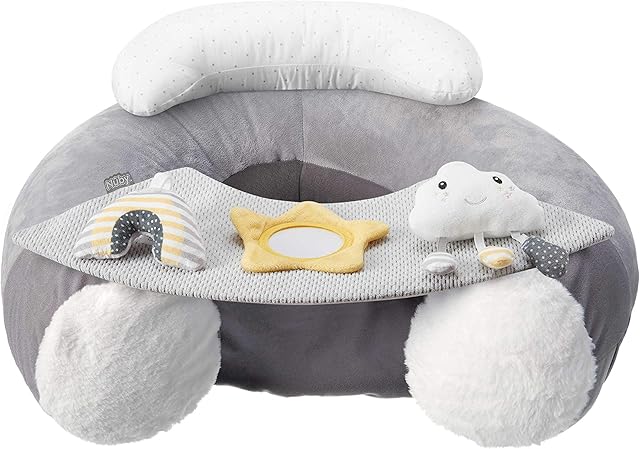 Nuby Sit-Me-Up Baby Seat, Cloud & Star, Inflatable Sit & Play Floor Seat With Tray And Baby Toys