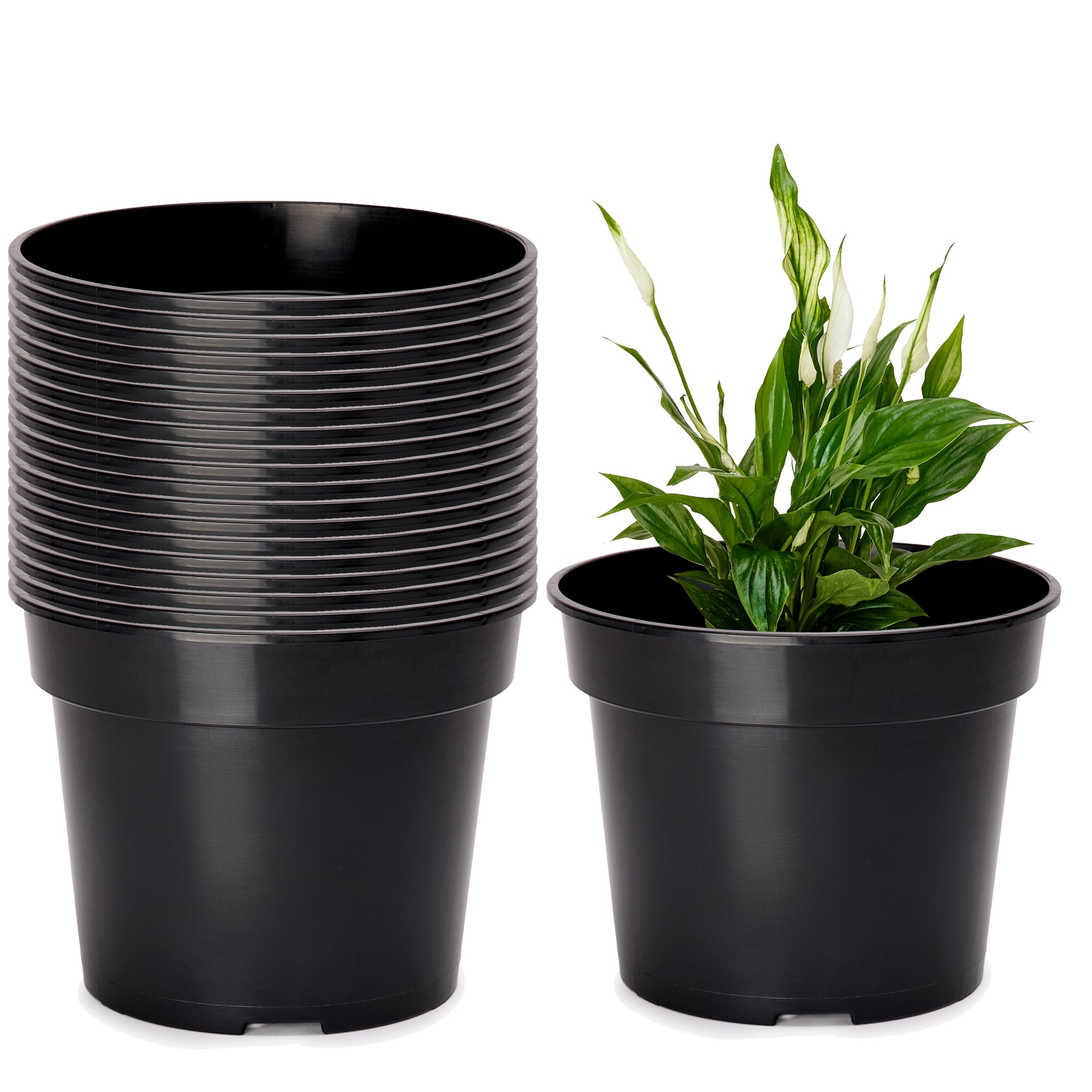 Garronda Macetas de Producción Macetas Redondas para Plántulas de Flores y Plantas GD-0025 (10 Piezas Negro, ⌀ 17 cm H 13 cm) — view 8