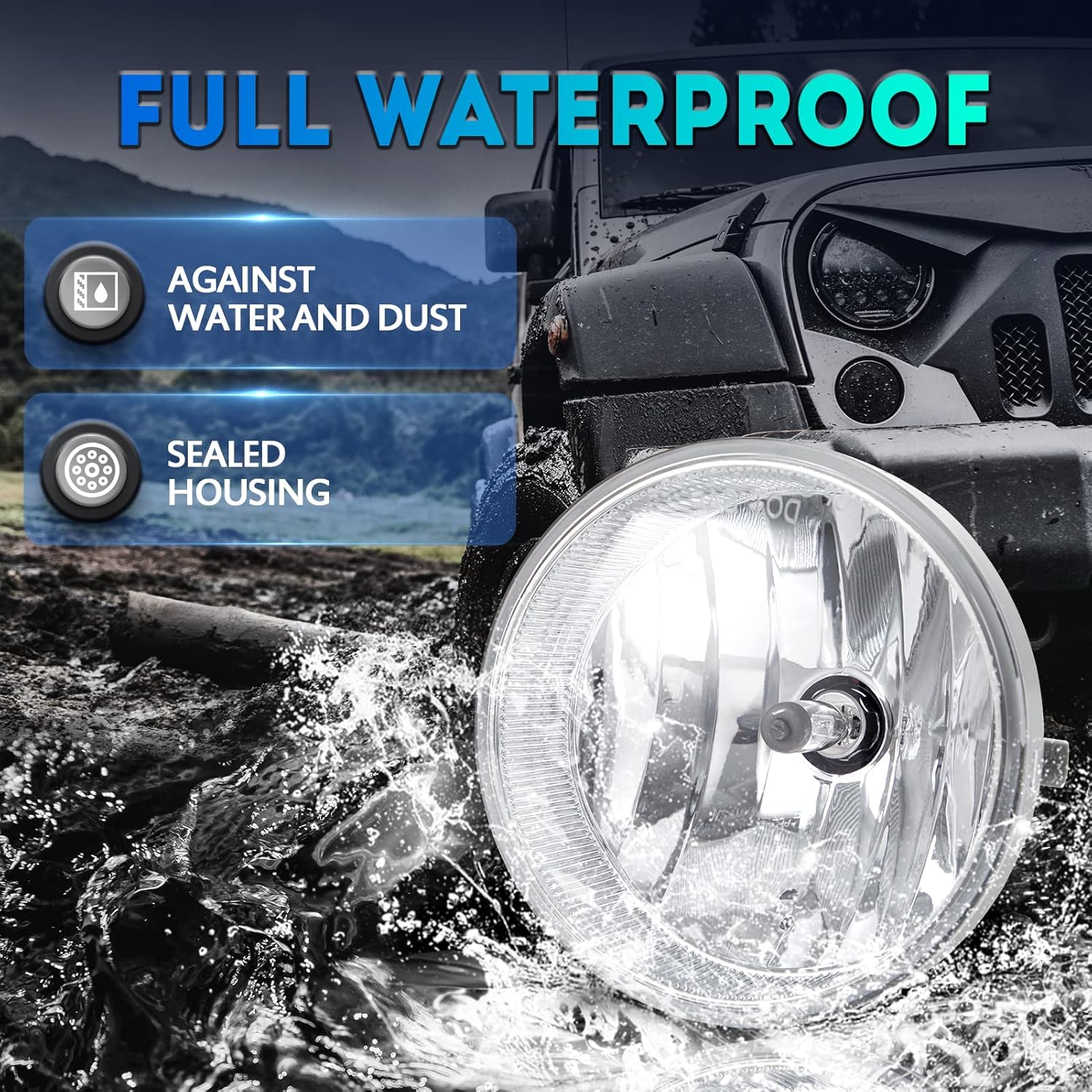Fog Lights Lamps Replacement for 2005-2011 Toyota Tacoma, 2007-2012 Toyota Tundra, 2004-2006 Toyota Solara Fog Light Compatible with H10 12V 42W Bulbs Switch and Wiring Kit
