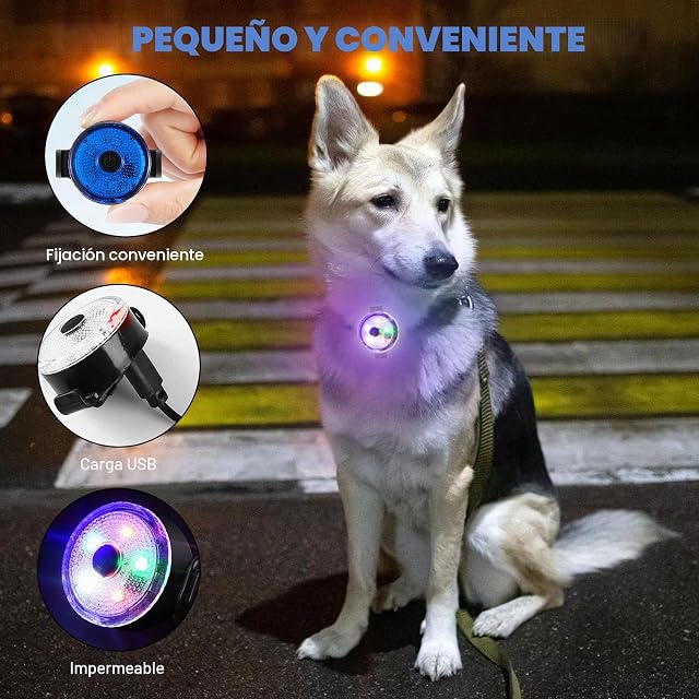 Foto 3 de 7 de 2 Pcs Luces De Seguridad Para Mascotas, Luz Intermitente LED, Collar De Perro LED, Collar Luz LED Para Perros